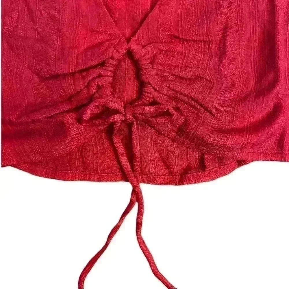 L*Space NWT Piper Red Crop Top Tie Front Small - Picture 2 of 6